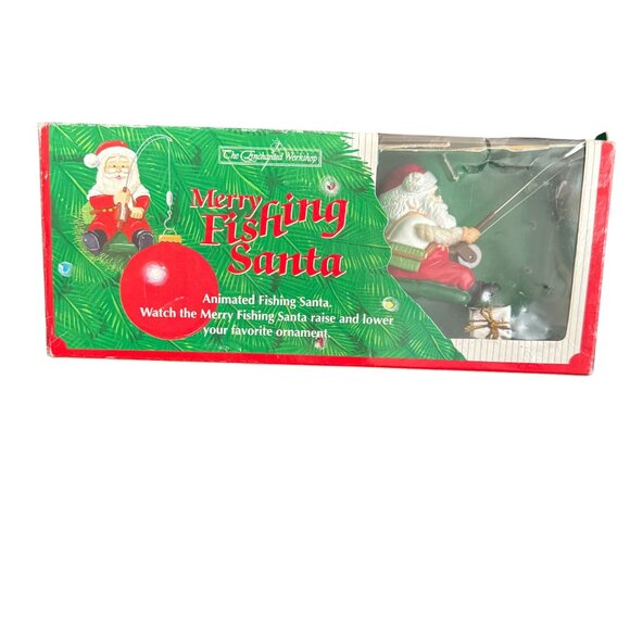 Vintage Merry Fishing Santa Animated Ornament - Picture 1 of 5